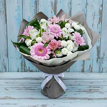 Букет цветов из:  Герберы, Альстромерии и Хризантемы в Таёжном