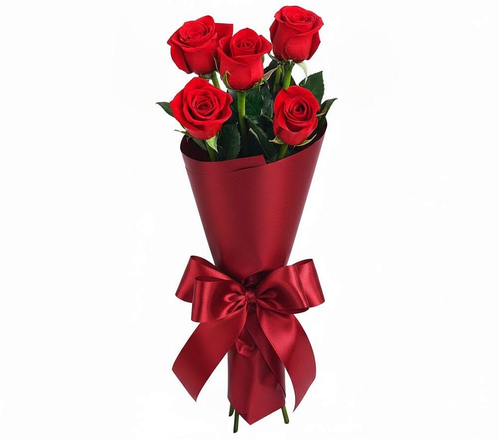 Букет 5 Красных роз Эдлесс Лав в Таёжном