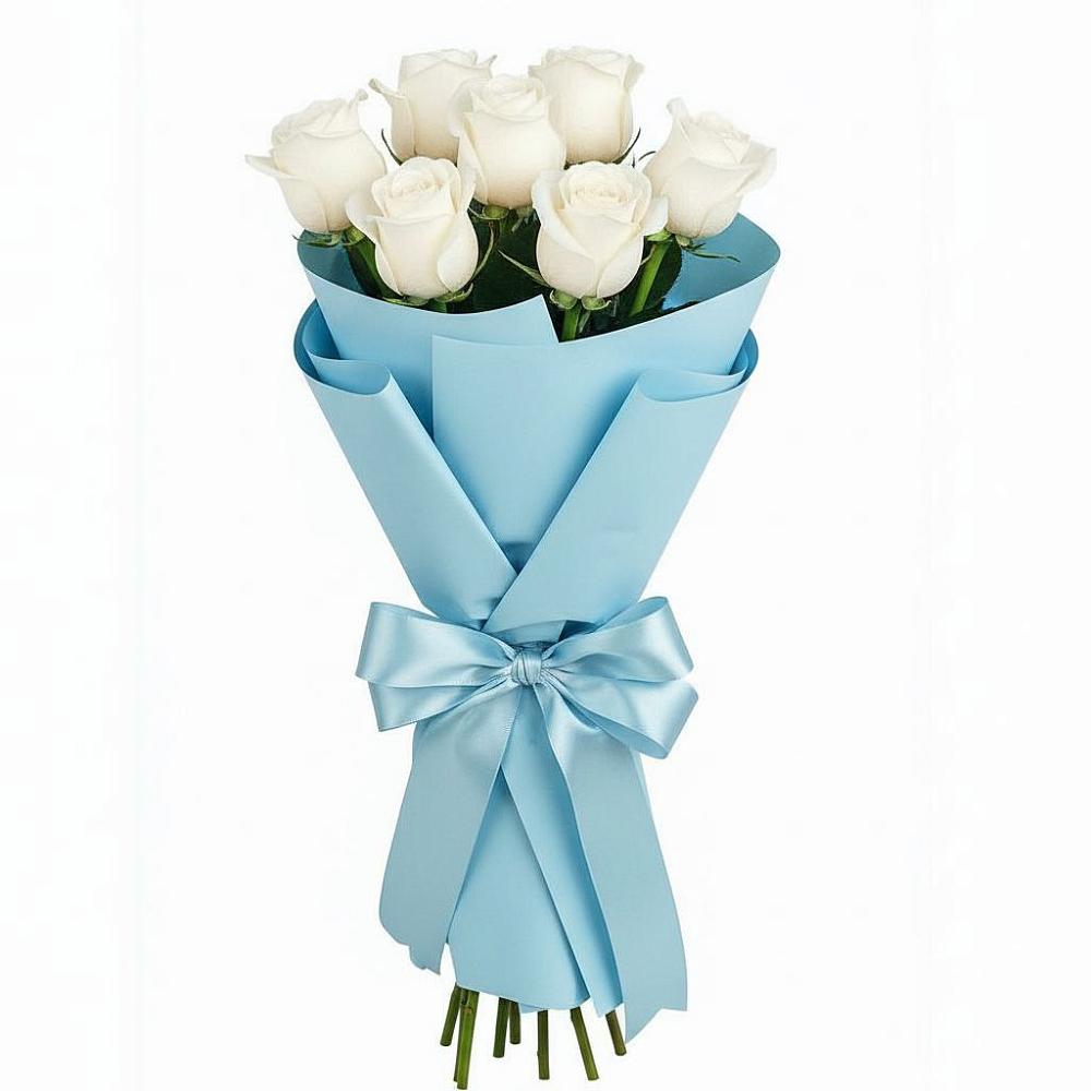 Букет 7 белых роз Проуд в Таёжном