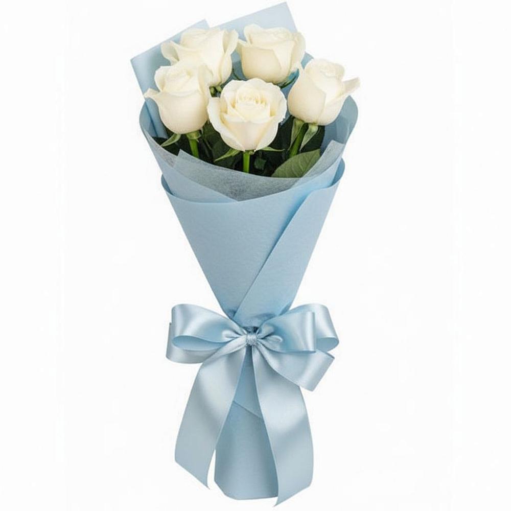 Букет 5 Белых роз Проуд в Таёжном