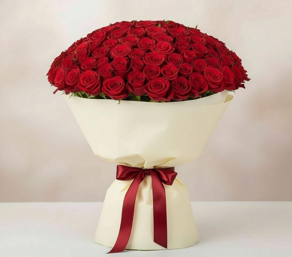 Букет 101 Красная роза Милано в Таёжном