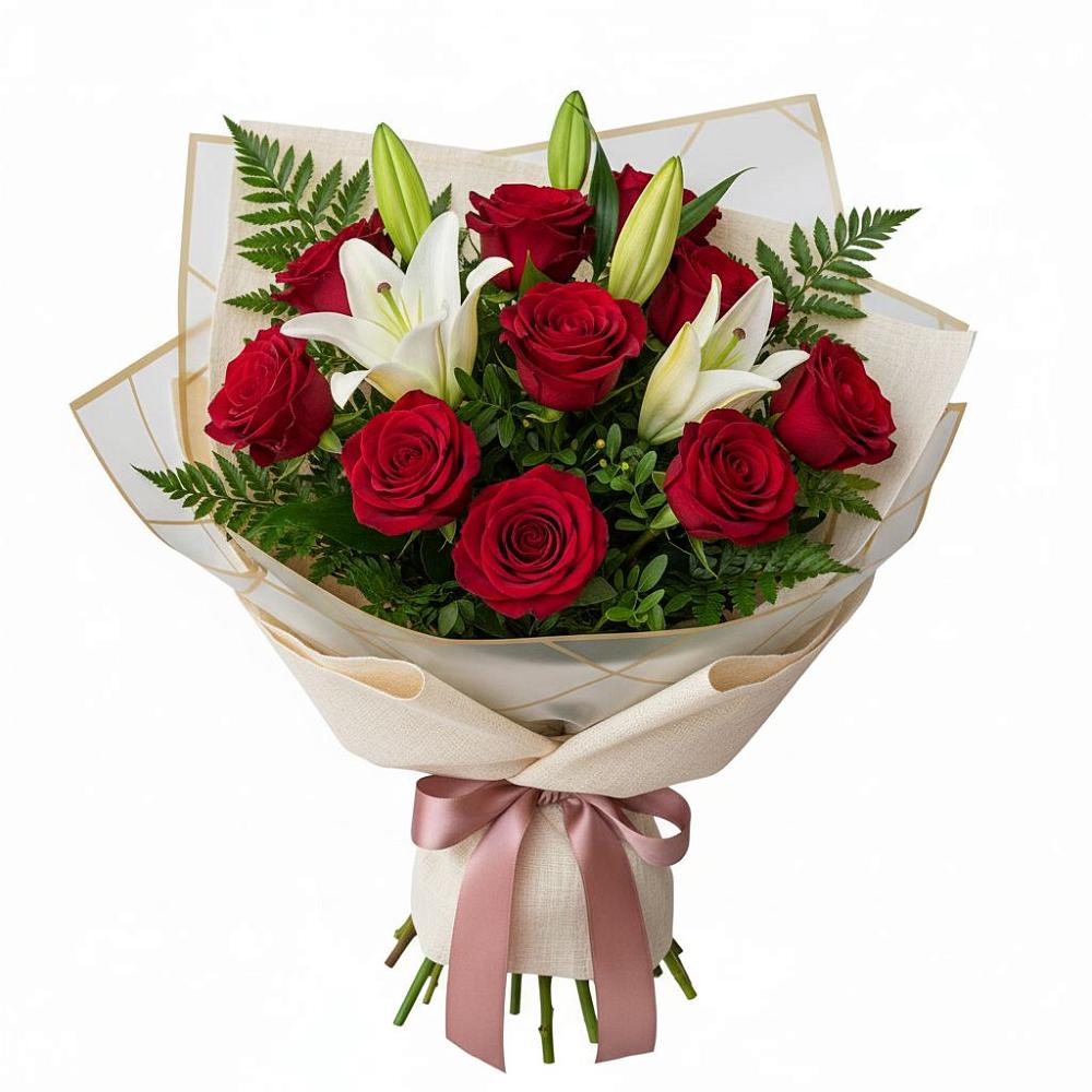 Букет цветов из: Лилии и Розы в Таёжном