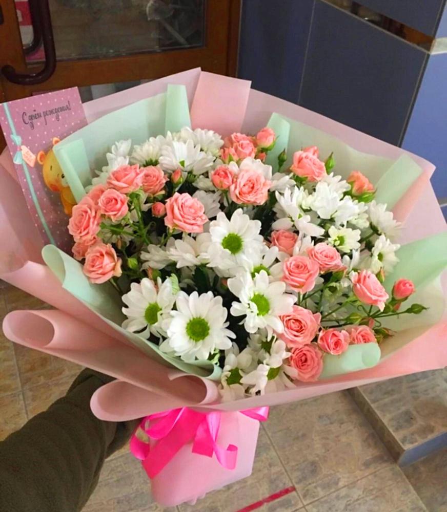 Букет цветов из: Розы и Хризантемы в Таёжном