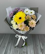 Букет цветов из:  Розы, Герберы и Хризантемы в Таёжном