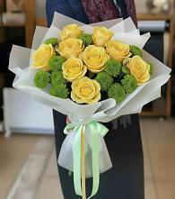 Букет цветов из:  Хризантемы и Розы в Таёжном