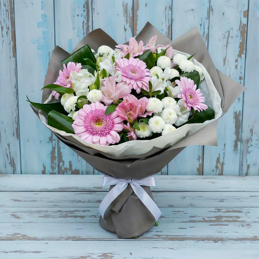 Букет цветов из: Герберы, Альстромерии и Хризантемы в Таёжном