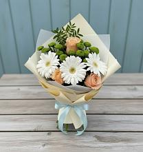 Букет цветов из:  Герберы, Розы и Хризантемы #REPLACE_PRED# Таёжном