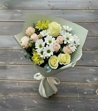 Букет цветов из:  Альстромерии, Розы и Хризантемы в Таёжном