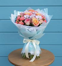 Букет цветов из:  Хризантемы и Розы в Таёжном